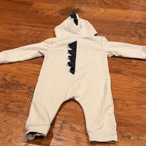 Kids Dinosaur Hooded One Piece - grey and navy